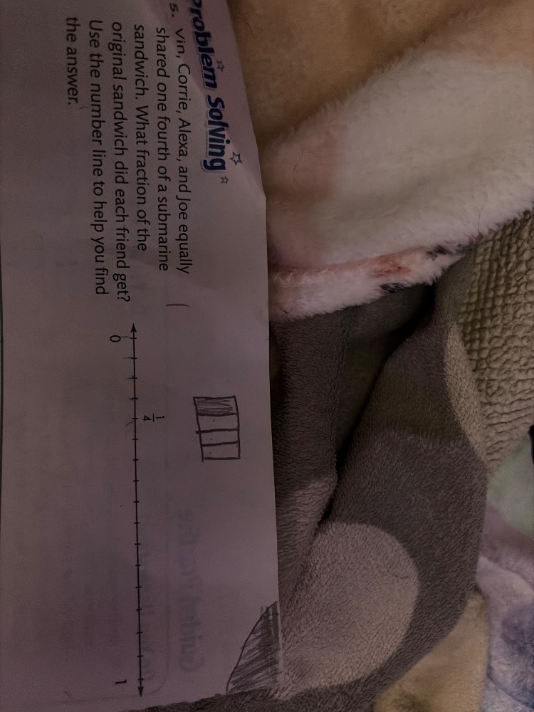 problem solving 5. vin, corrie, alexa, and joe equally shared one fourt…