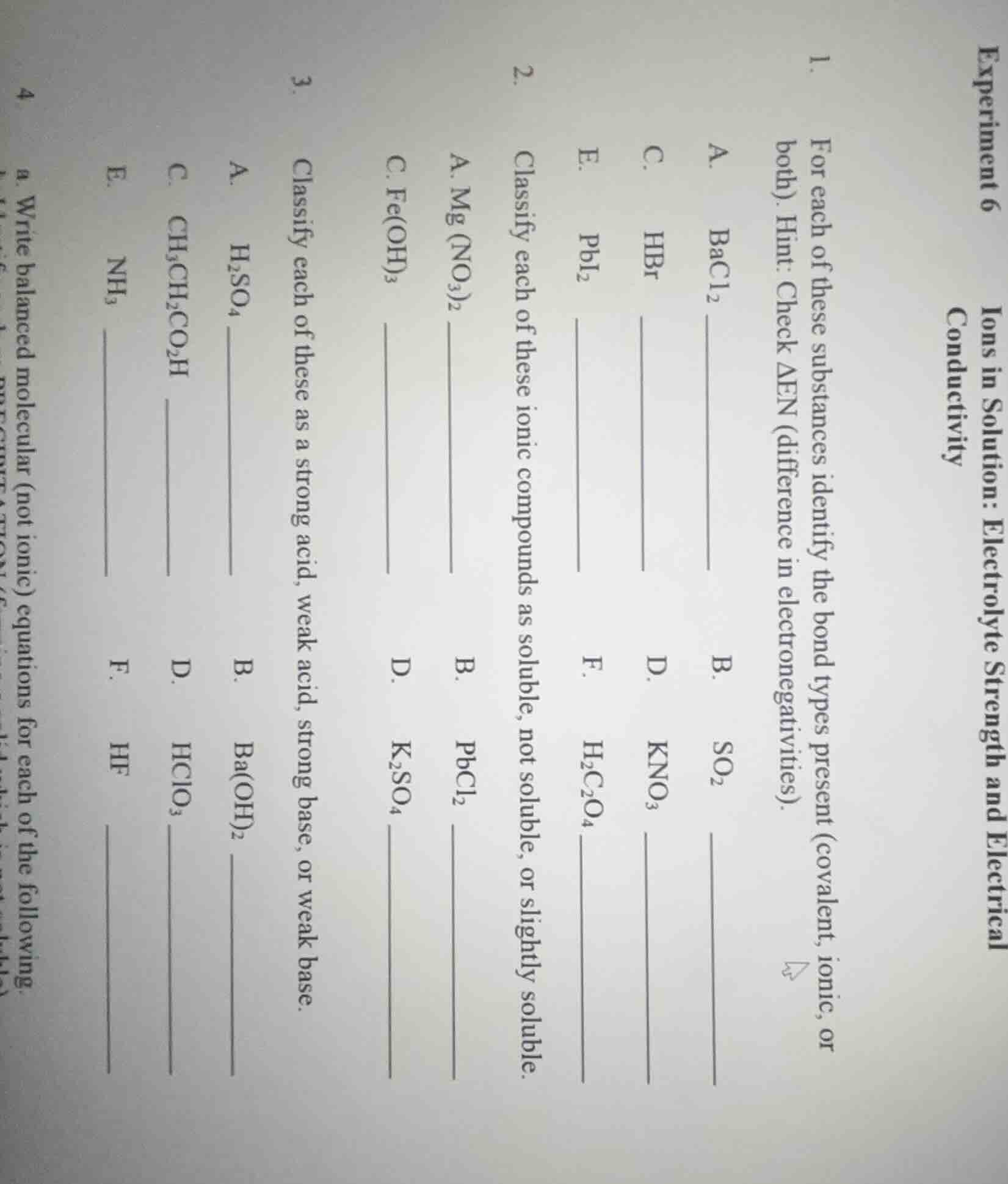 experiment 6 ions in solution: electrolyte strength and electrical cond…