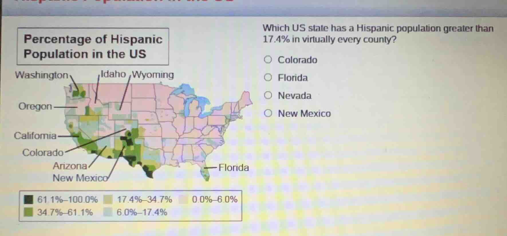 percentage of hispanic population in the us washington idaho wyoming or…