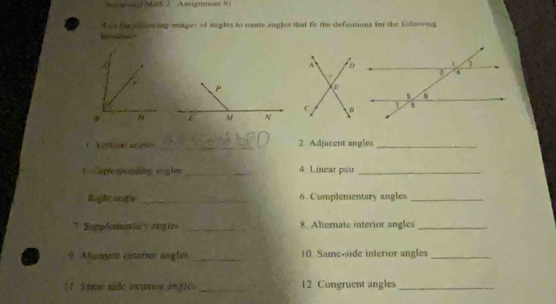 use the following images of angles to name angles that fit the definiti…