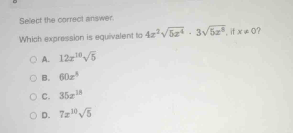 select the correct answer. which expression is equivalent to $4x^{2}\\s…