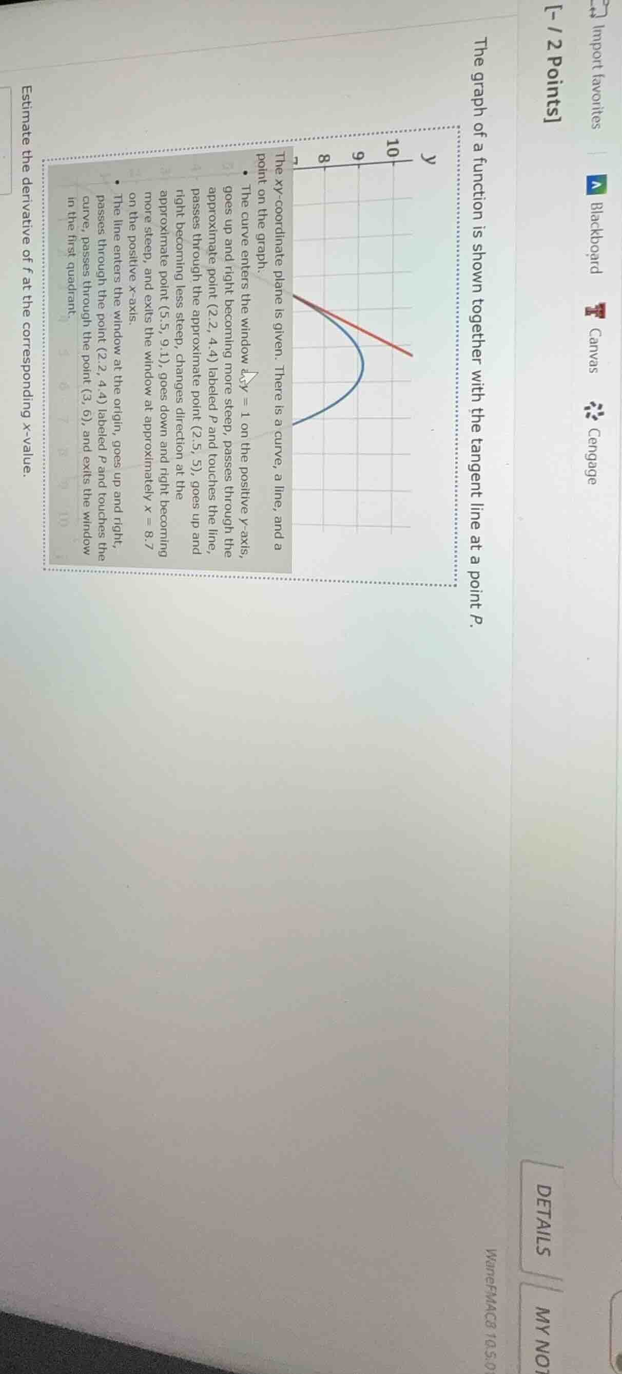 - / 2 points the graph of a function is shown together with the tangent…