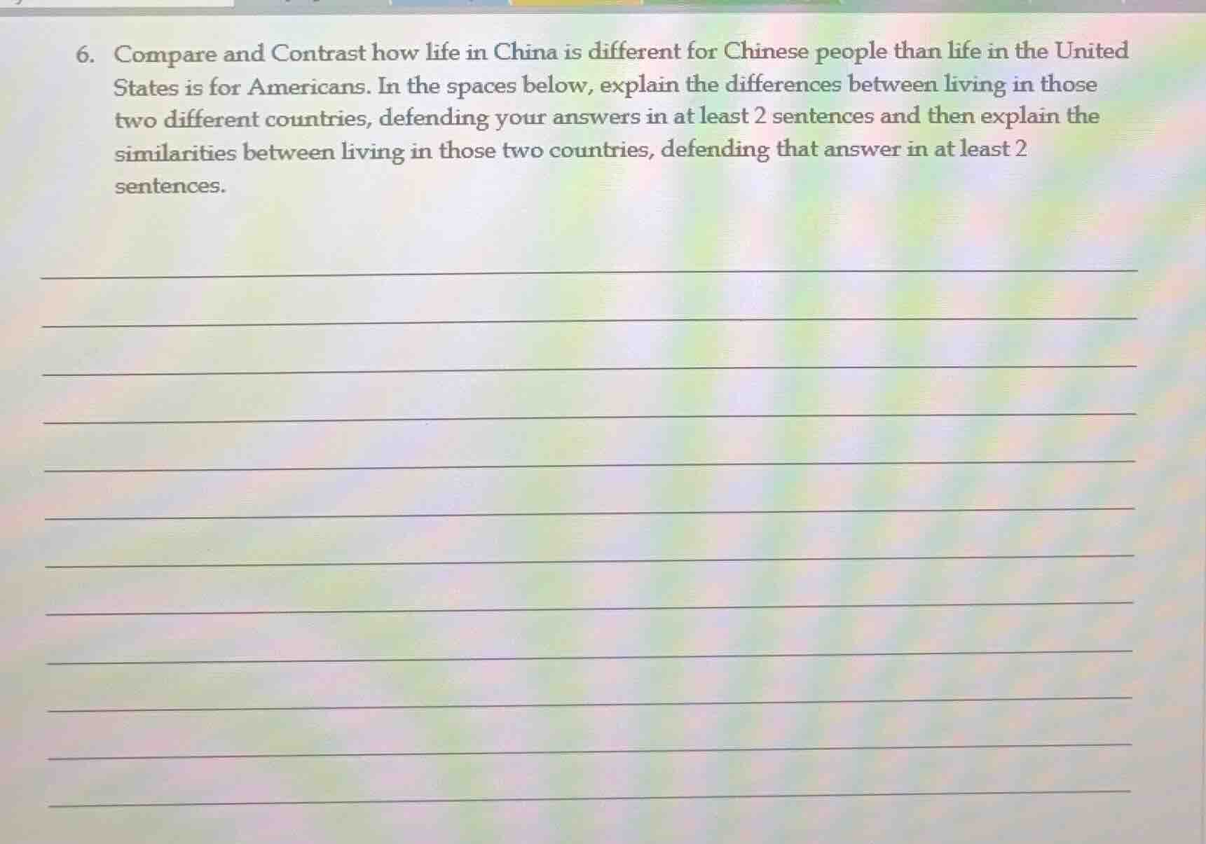 6. compare and contrast how life in china is different for chinese peop…