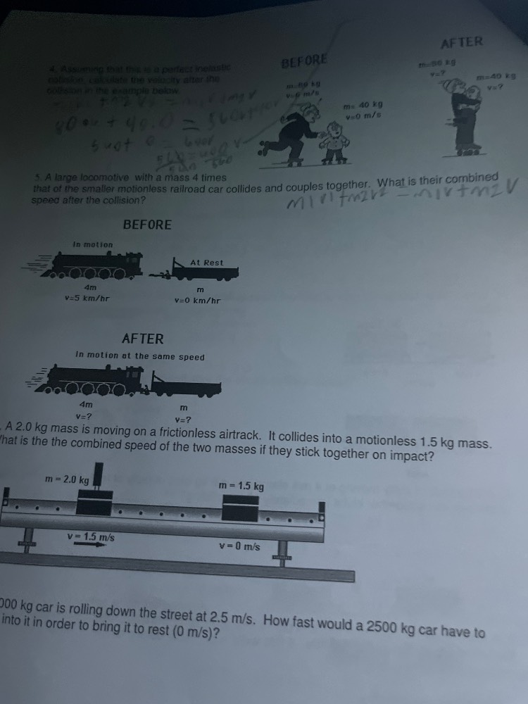 4. assuming that this is a perfectly inelastic collision, calculate the…