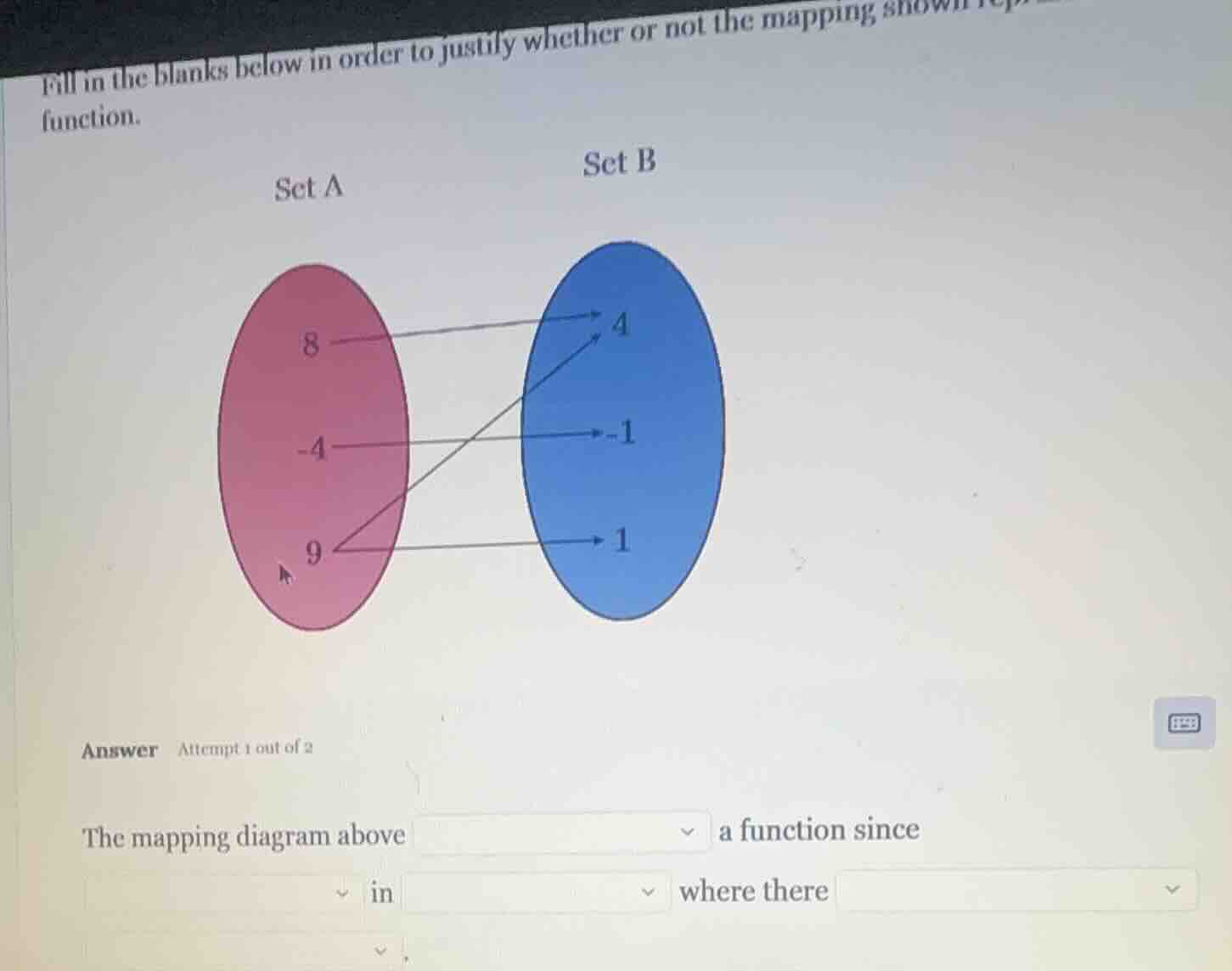 fill in the blanks below in order to justify whether or not the mapping…