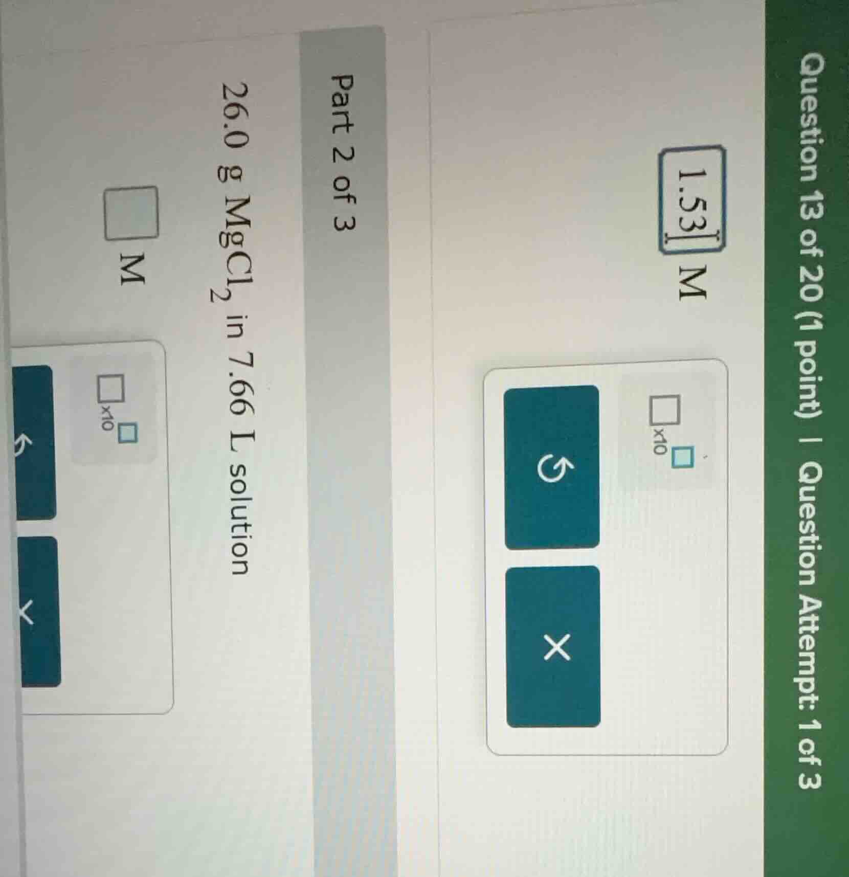 question 13 of 20 (1 point) | question attempt: 1 of 3 part 2 of 3 26.0…