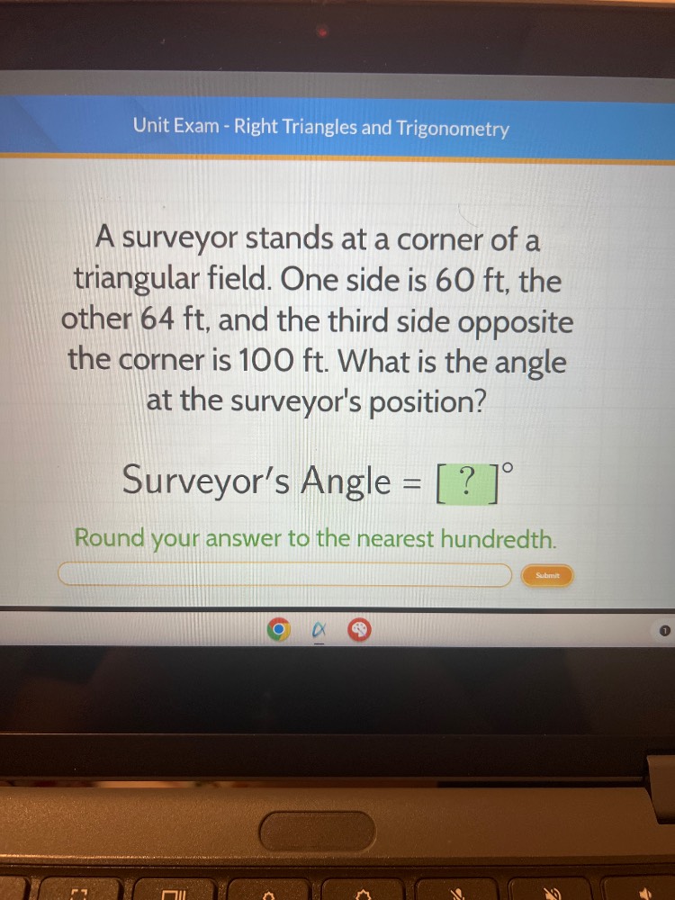 unit exam - right triangles and trigonometry a surveyor stands at a cor…