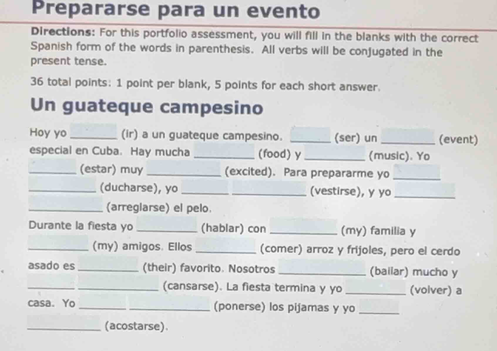 prepararse para un evento directions: for this portfolio assessment, yo…