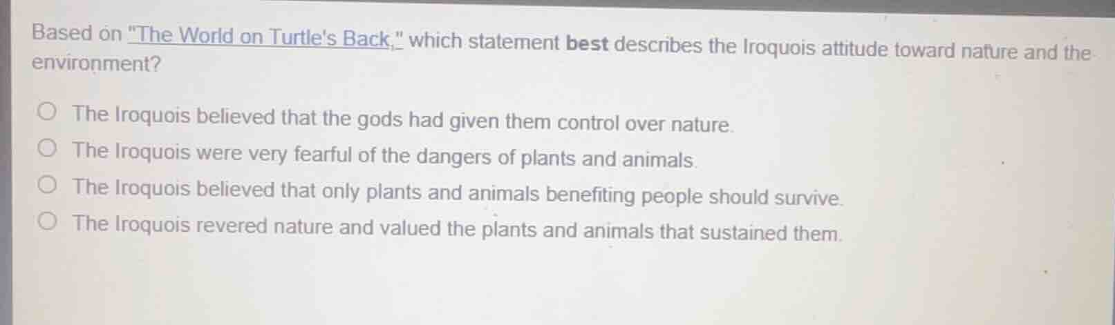 based on \the world on turtles back,\ which statement best describes th…