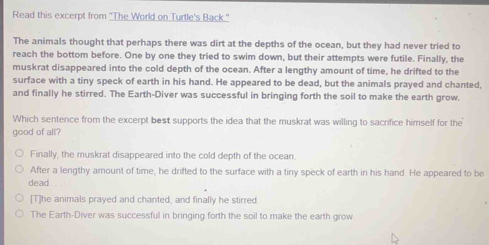 read this excerpt from \the world on turtles back.\the animals thought …