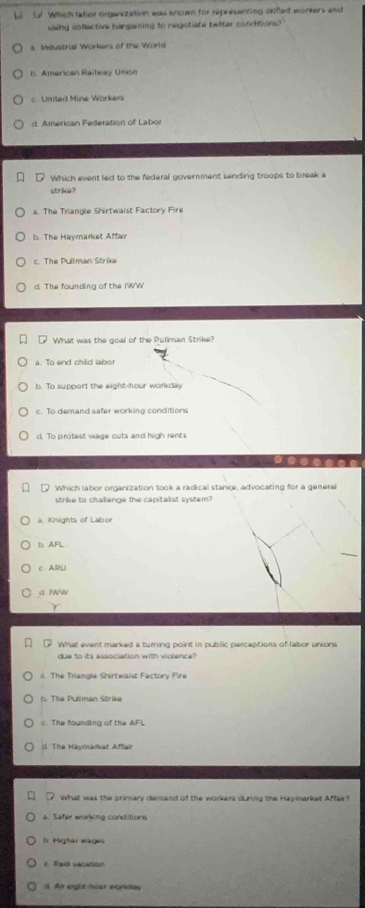 1. which labor organization was known for representing skilled workers …