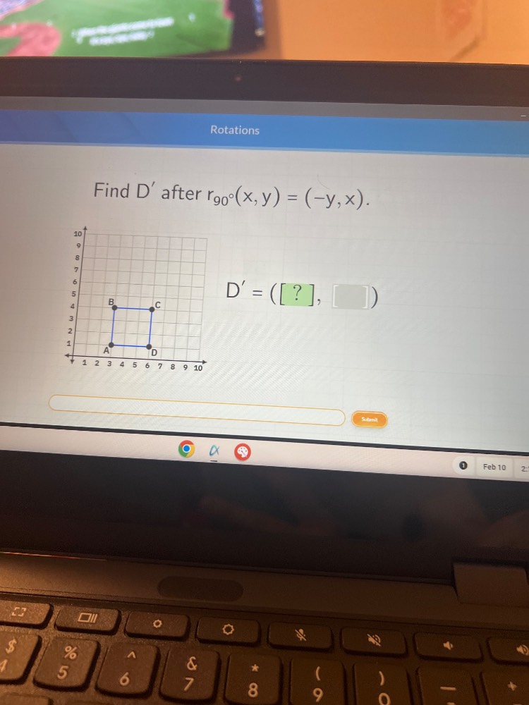rotations find d after $r_{90^{\\circ}}(x,y) = (-y,x)$. $d = (?, ?)$