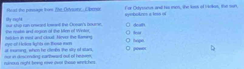 read the passage from the odyssey...epeius: by night our ship ran onwar…