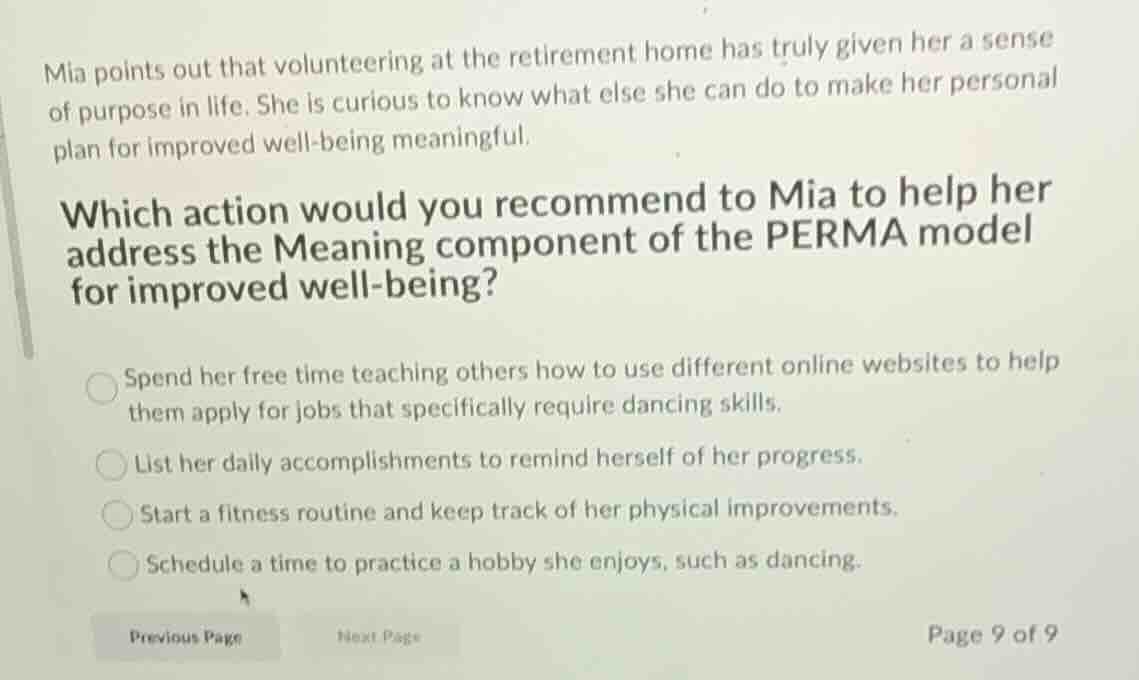 mia points out that volunteering at the retirement home has truly given…