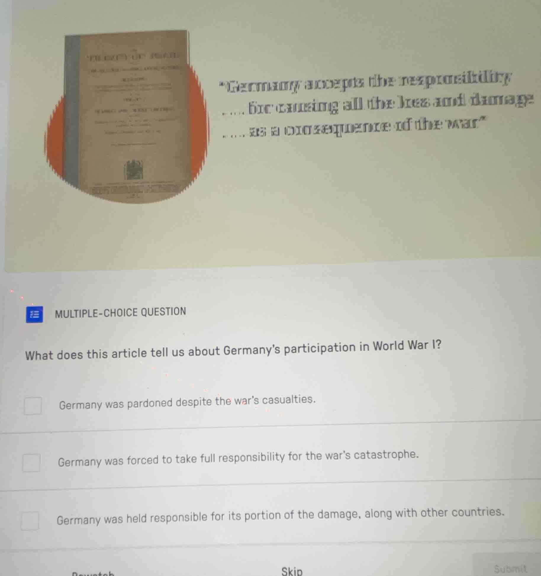 \germany accepts the responsibility ...... for causing all the loss and…