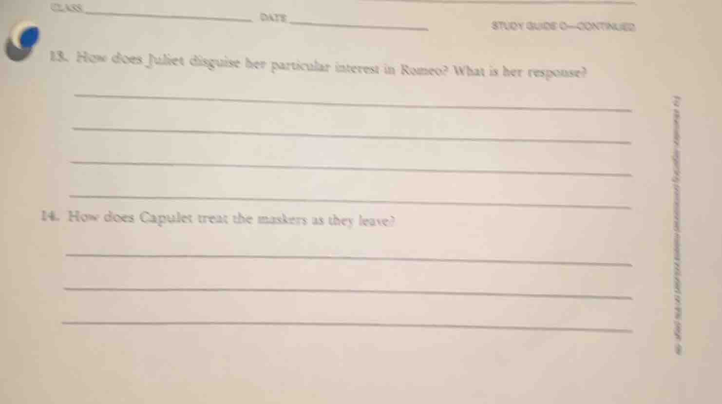 class________ date________ study guide o--continued 13. how does juliet…