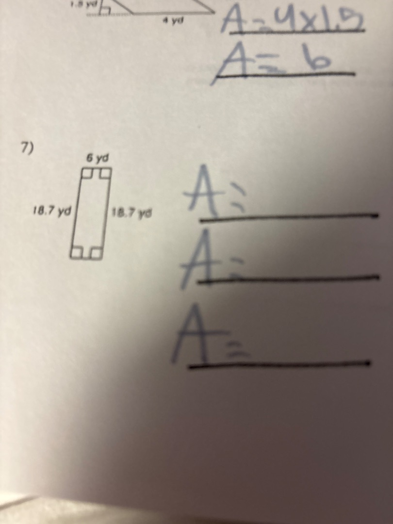 7) 6 yd 18.7 yd 18.7 yd a: a: a= (above partial content: 1.5 yd 4 yd a=…