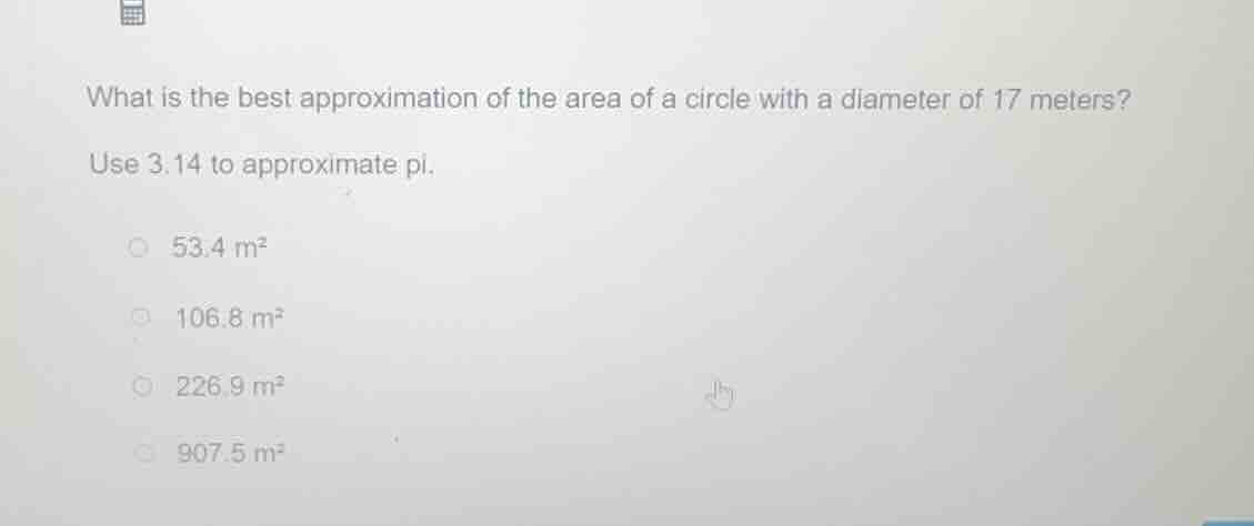 what is the best approximation of the area of a circle with a diameter …