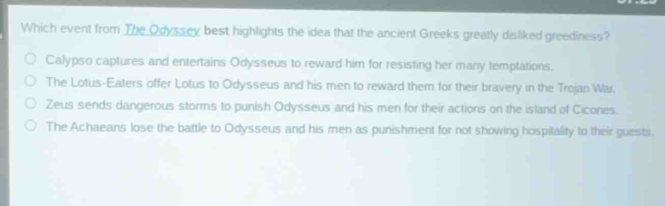 which event from the odyssey best highlights the idea that the ancient …
