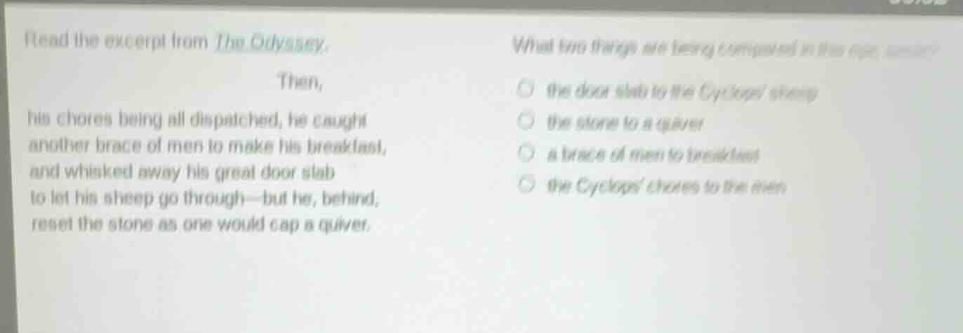 read the excerpt from the odyssey. then, his chores being all dispatche…