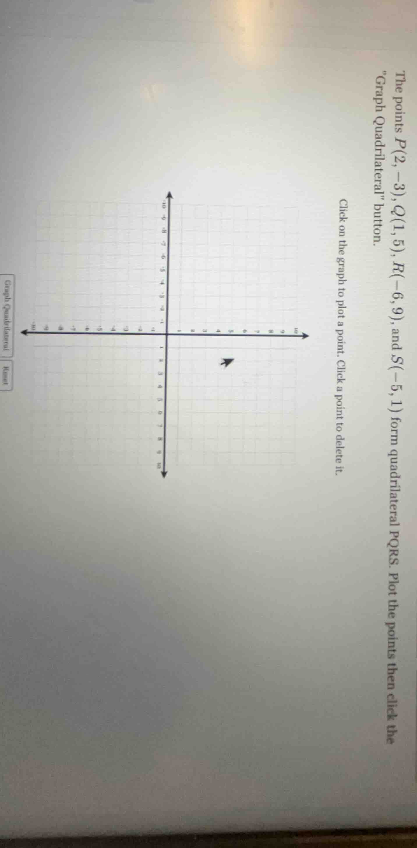 the points $p(2, -3)$, $q(1, 5)$, $r(-6, 9)$, and $s(-5, 1)$ form quadr…