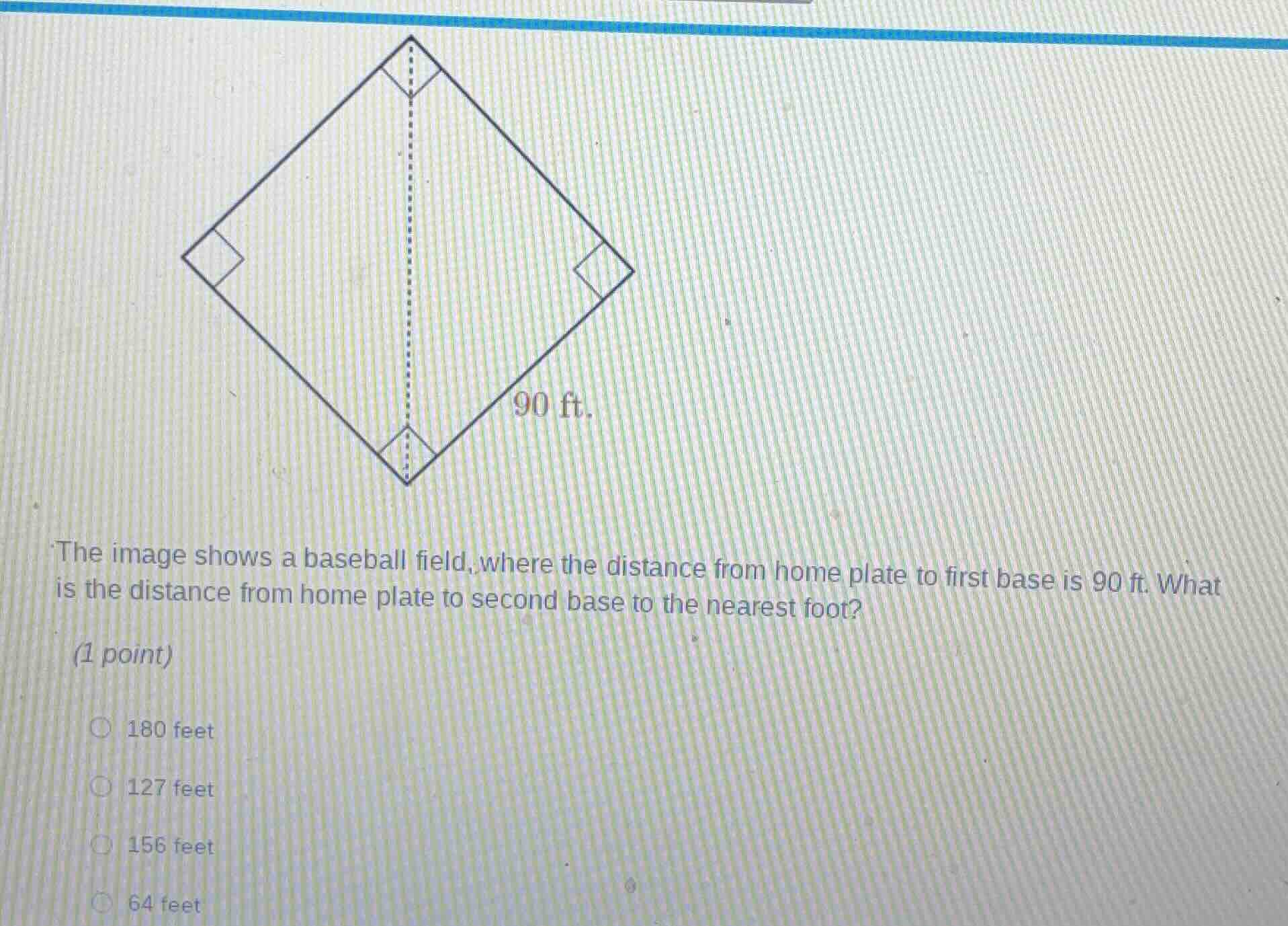 the image shows a baseball field, where the distance from home plate to…