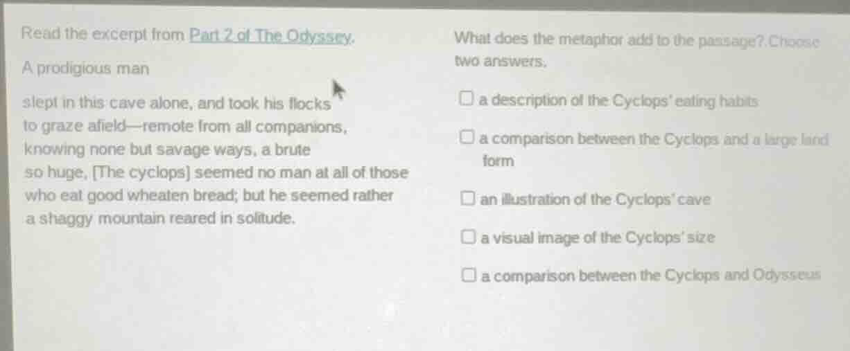 read the excerpt from part 2 of the odyssey. a prodigious man slept in …