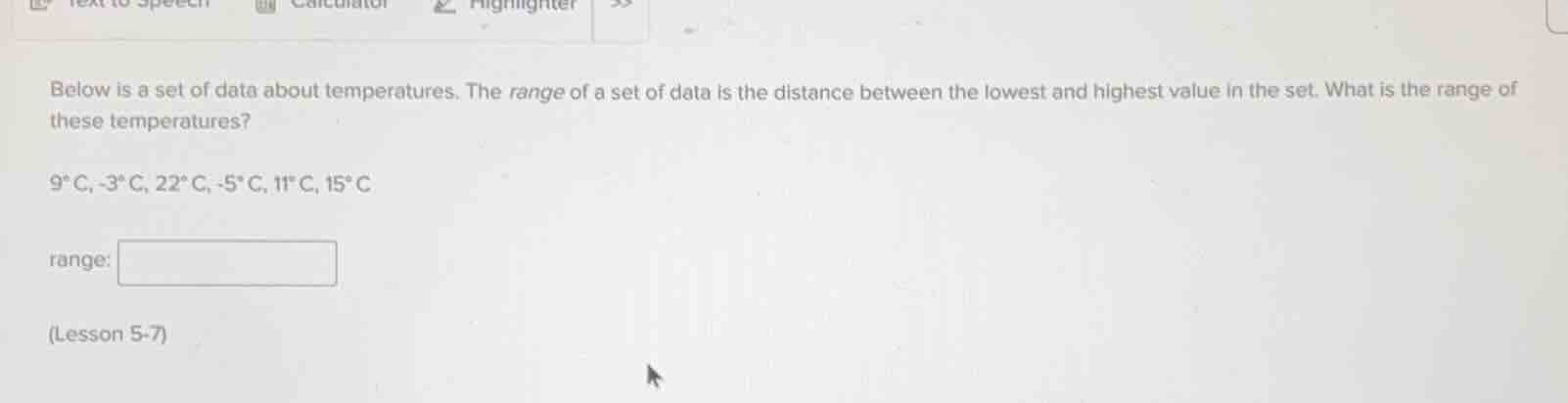below is a set of data about temperatures. the range of a set of data i…