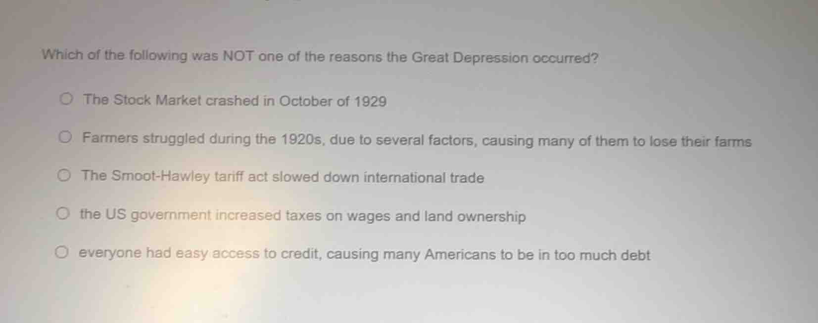 which of the following was not one of the reasons the great depression …