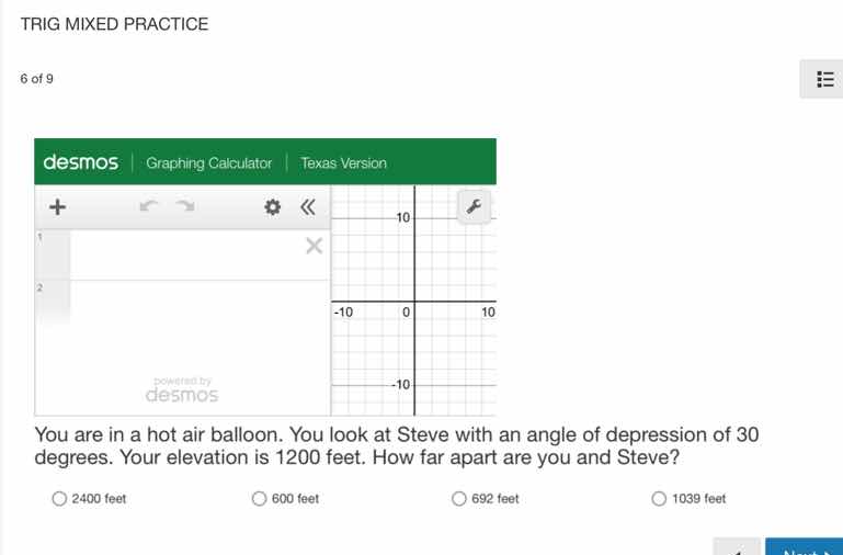 trig mixed practice 6 of 9 desmos | graphing calculator | texas version…
