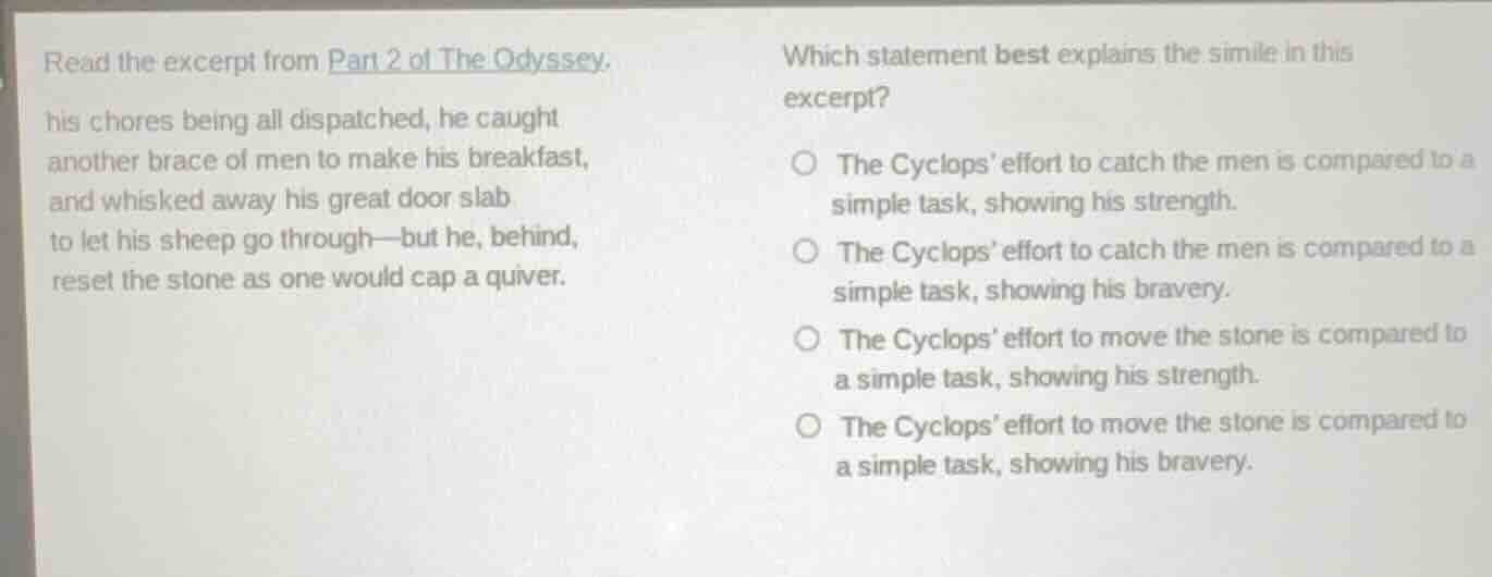 read the excerpt from part 2 of the odyssey. his chores being all dispa…