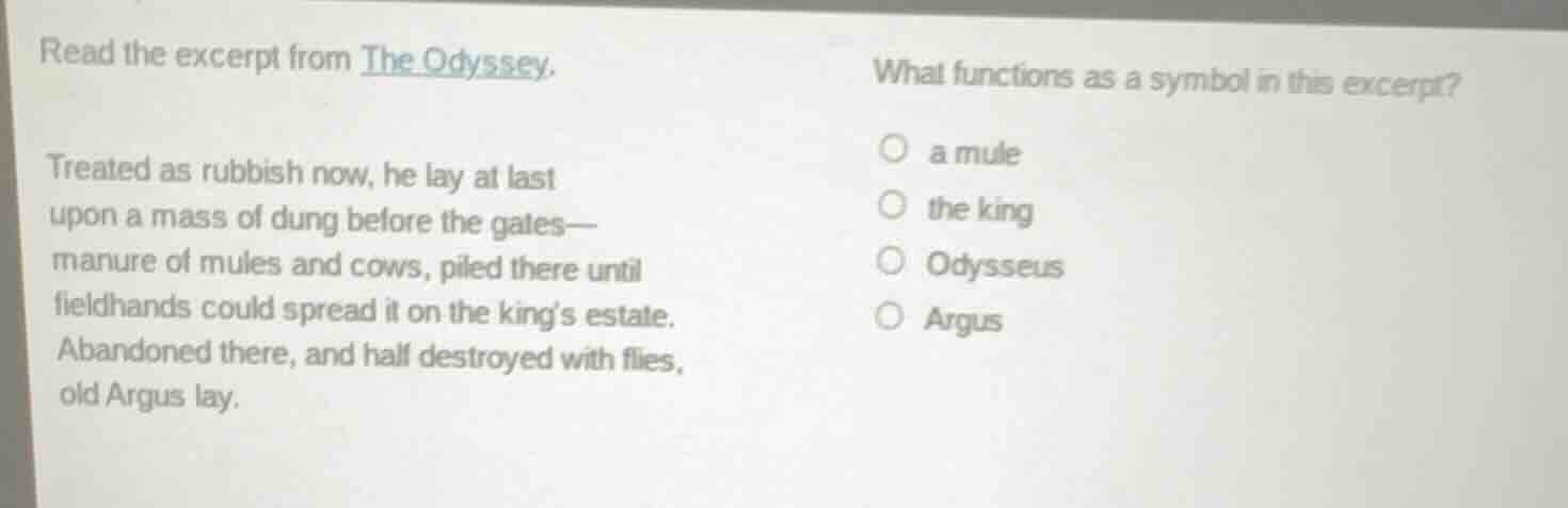 read the excerpt from the odyssey. treated as rubbish now, he lay at la…