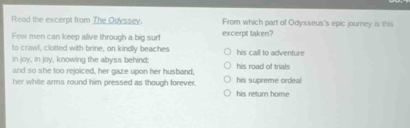 read the excerpt from the odyssey. few men can keep alive through a big…