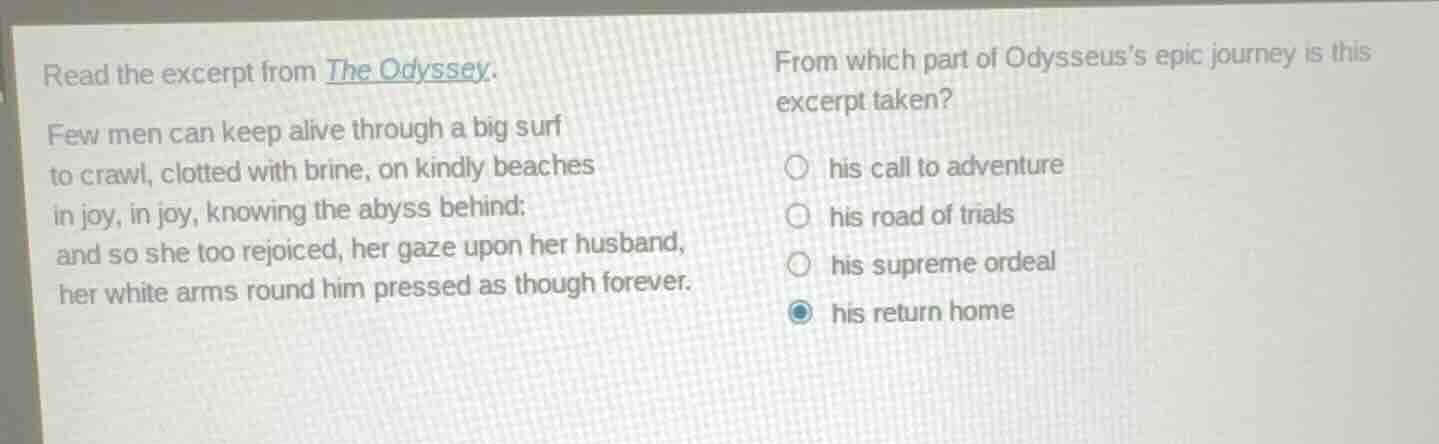 read the excerpt from the odyssey. few men can keep alive through a big…