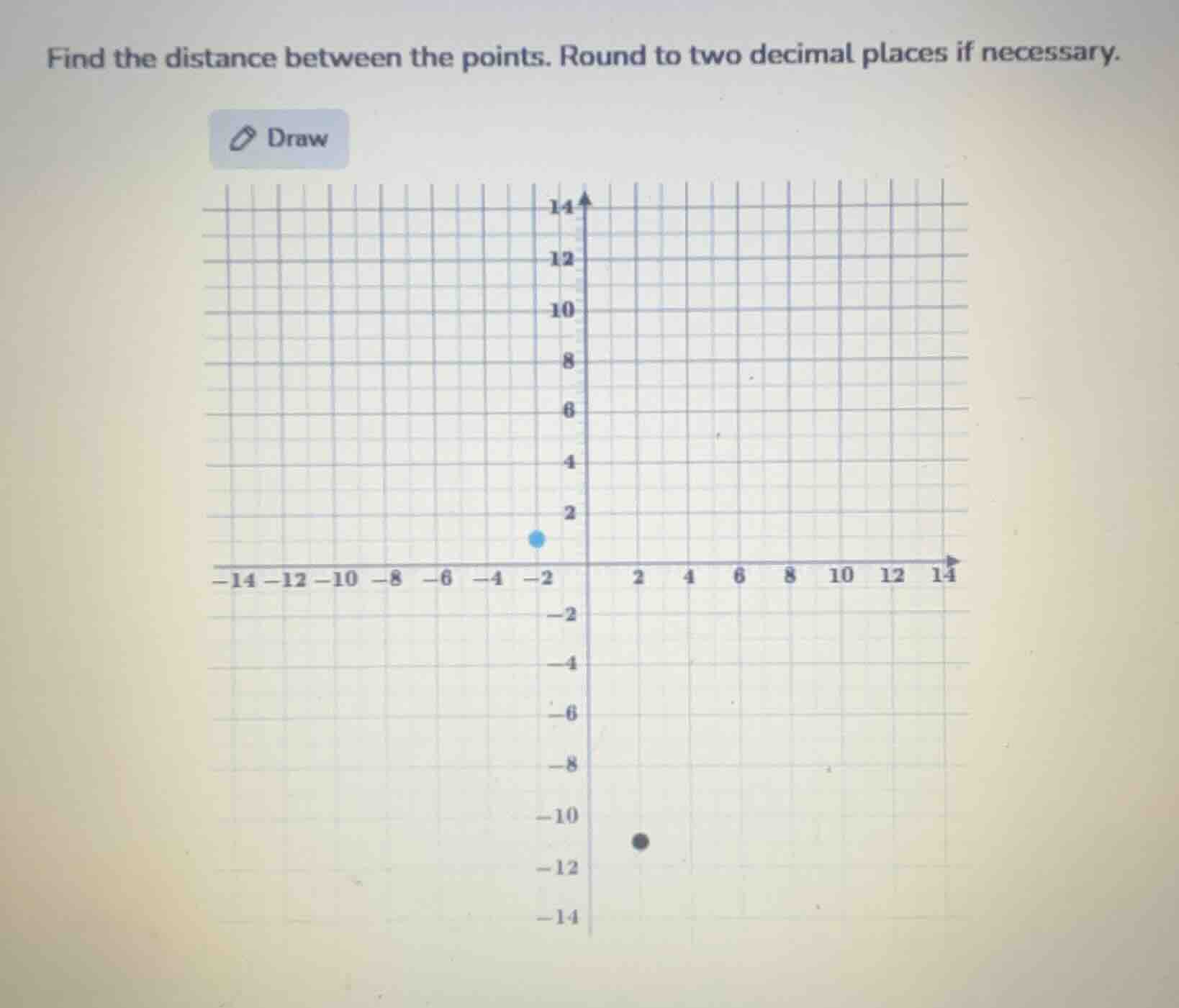 find the distance between the points. round to two decimal places if ne…