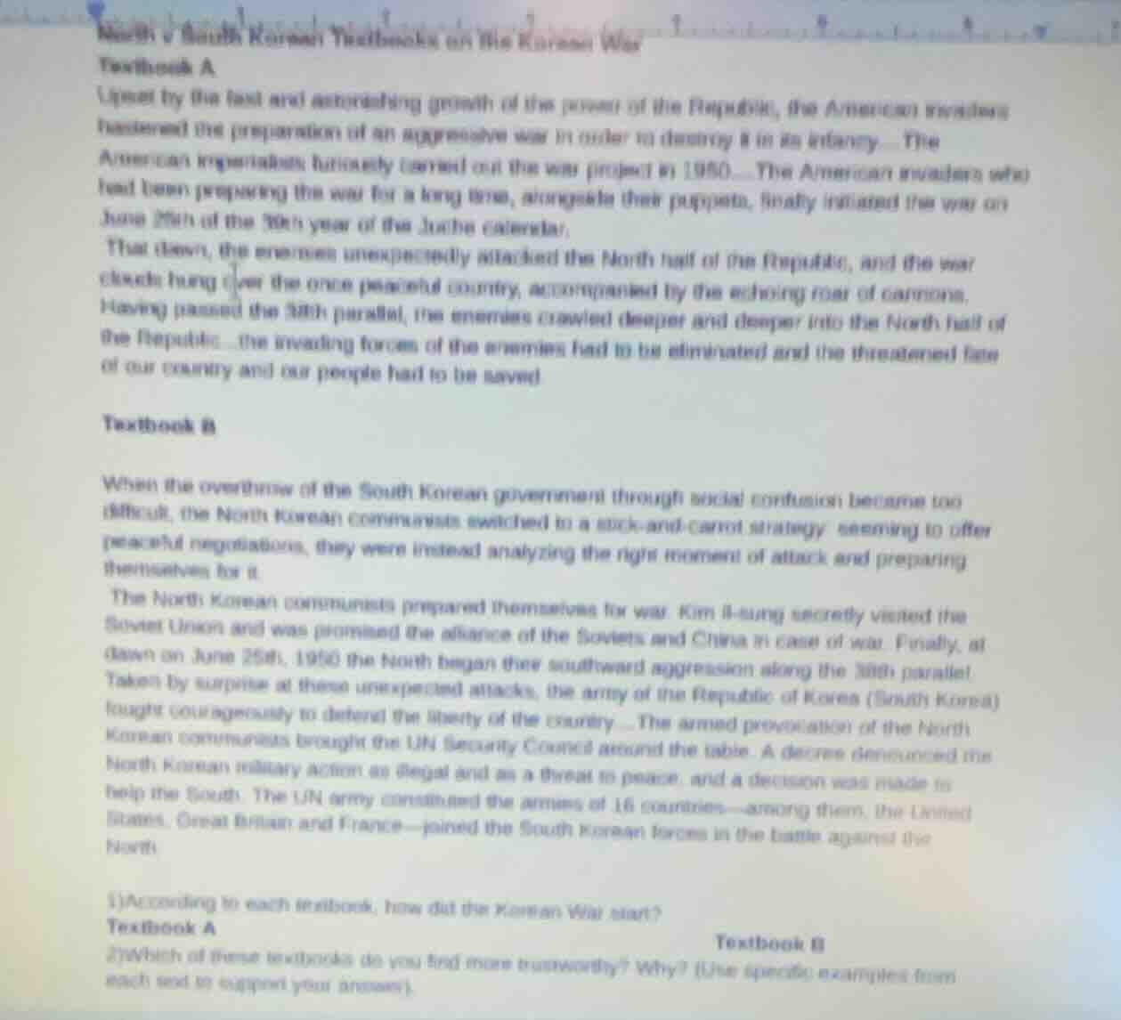 north v south korean textbooks on the korean war textbook a urged by th…