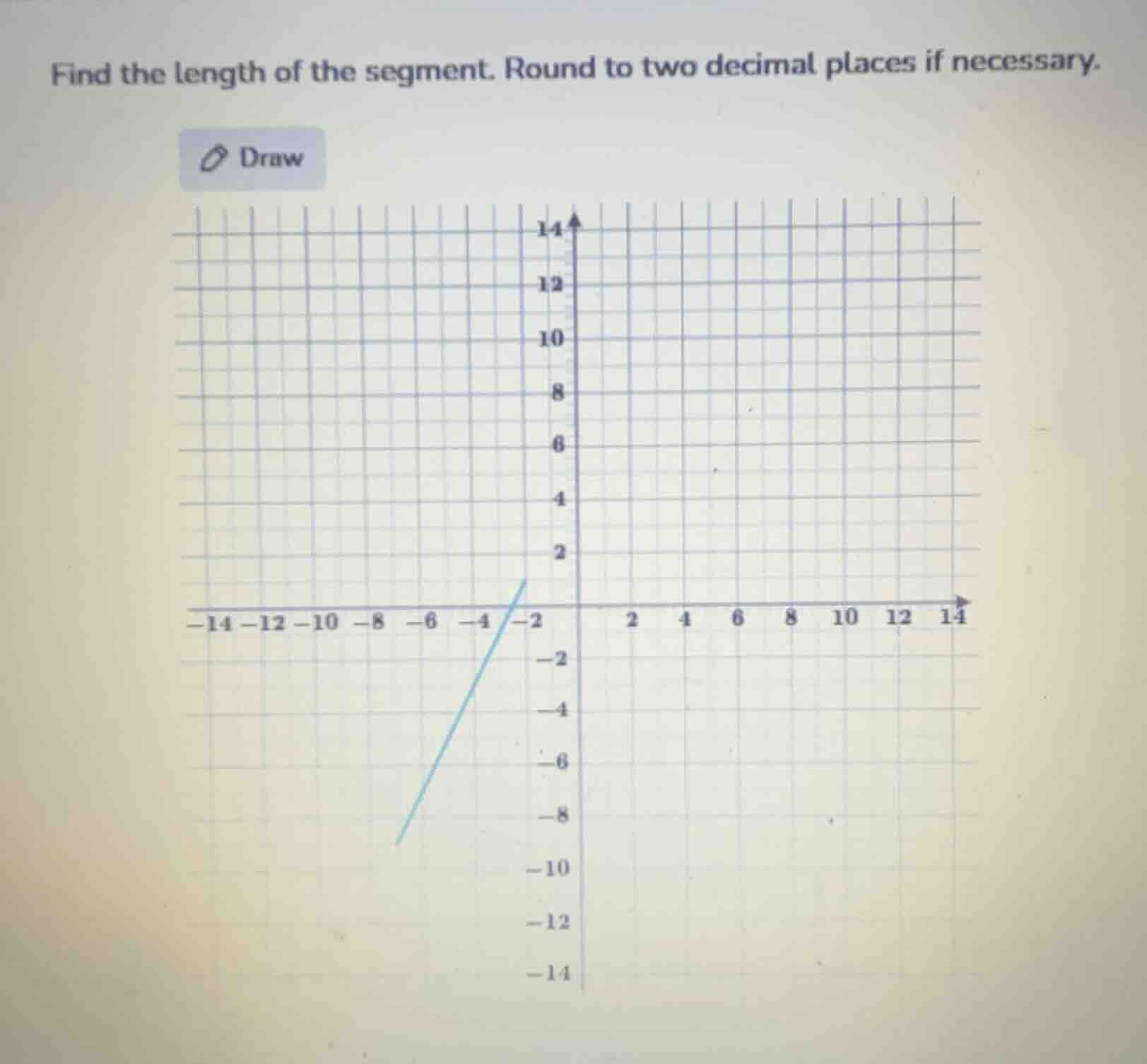 find the length of the segment. round to two decimal places if necessar…