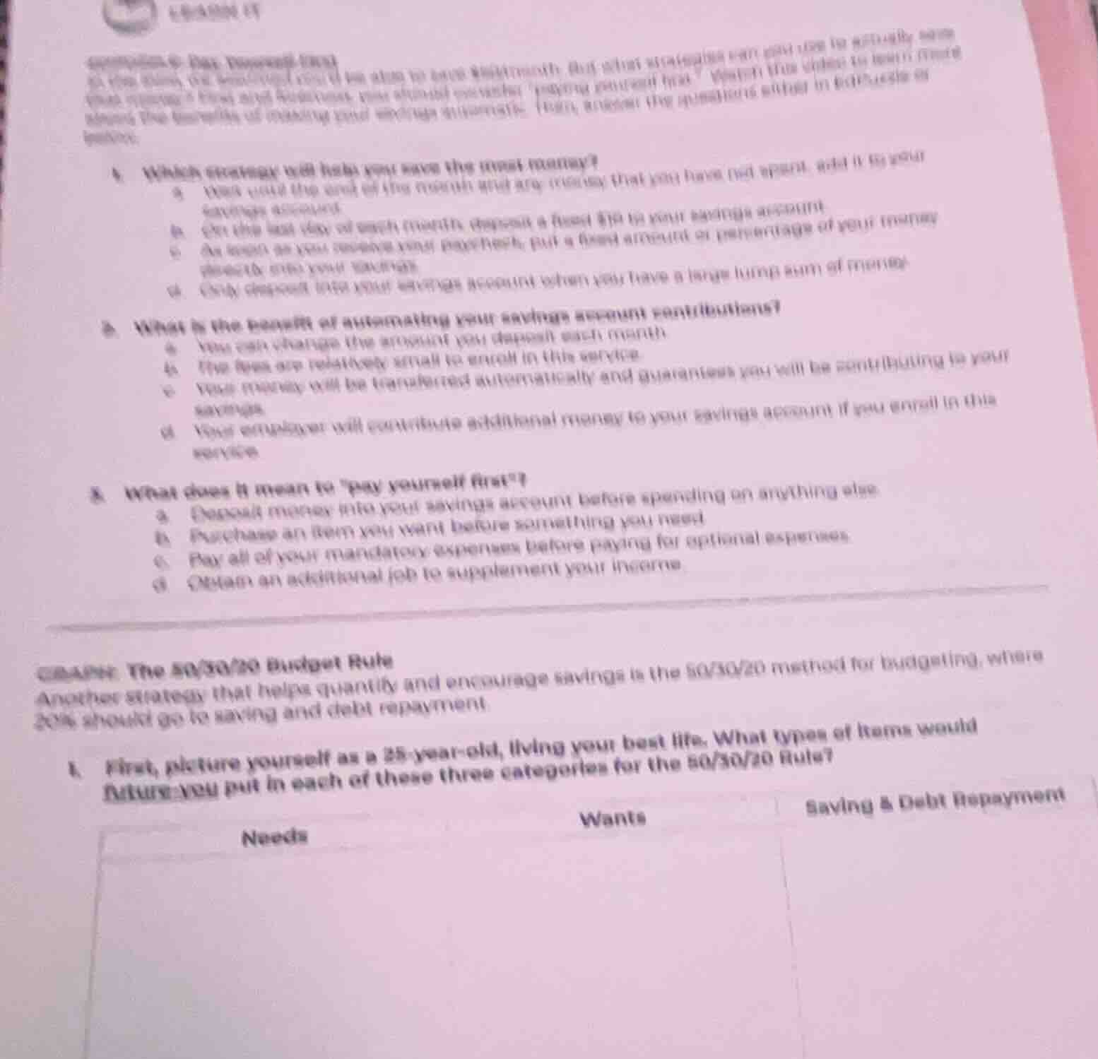 lesson itlesson 6: pay yourself firstin this class, we learned youd be …