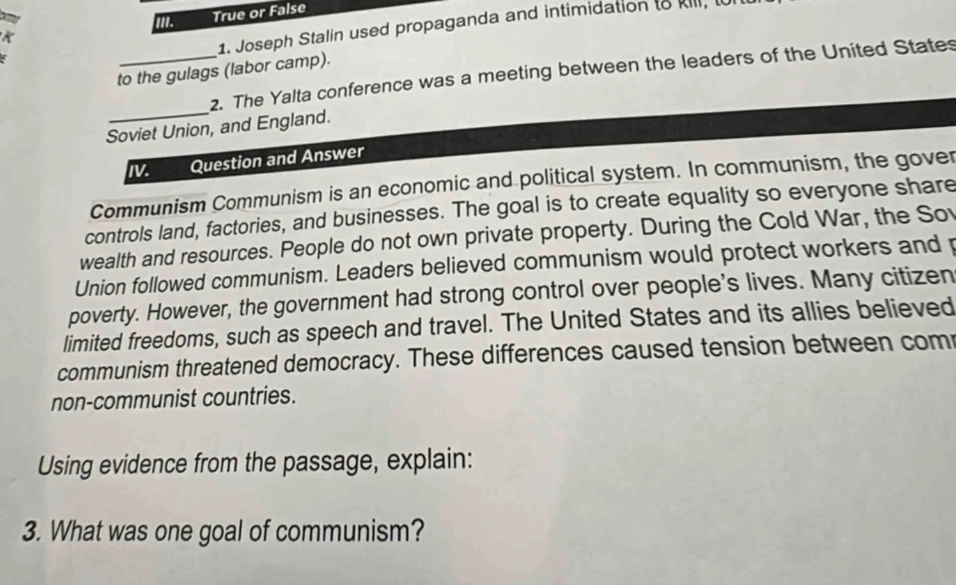 iii. true or false 1. joseph stalin used propaganda and intimidation to…