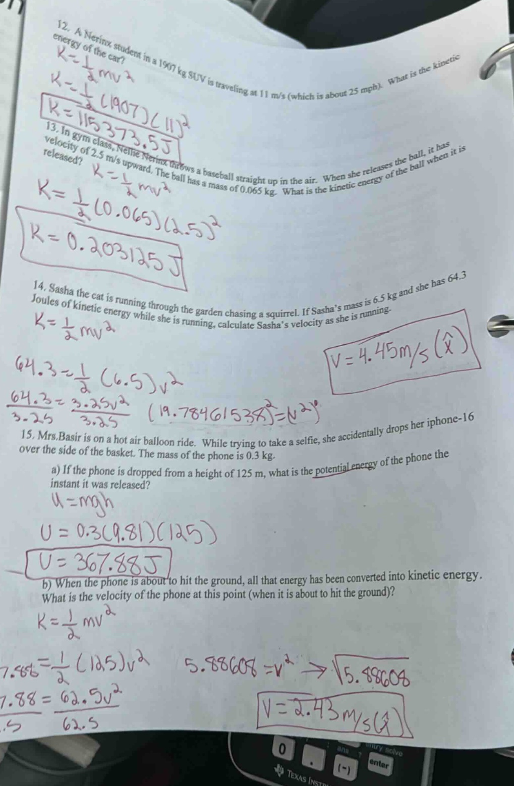 12. a nerinx student in a 1907 kg suv is traveling at 11 m/s (which is …