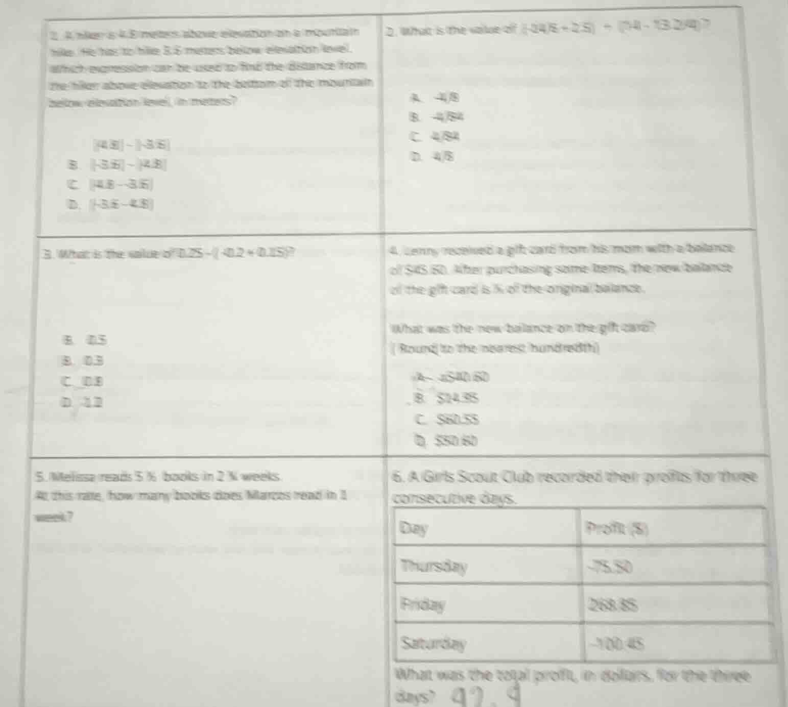 1. a hiker is 4.8 meters above elevation on a mountain hike. he has to …