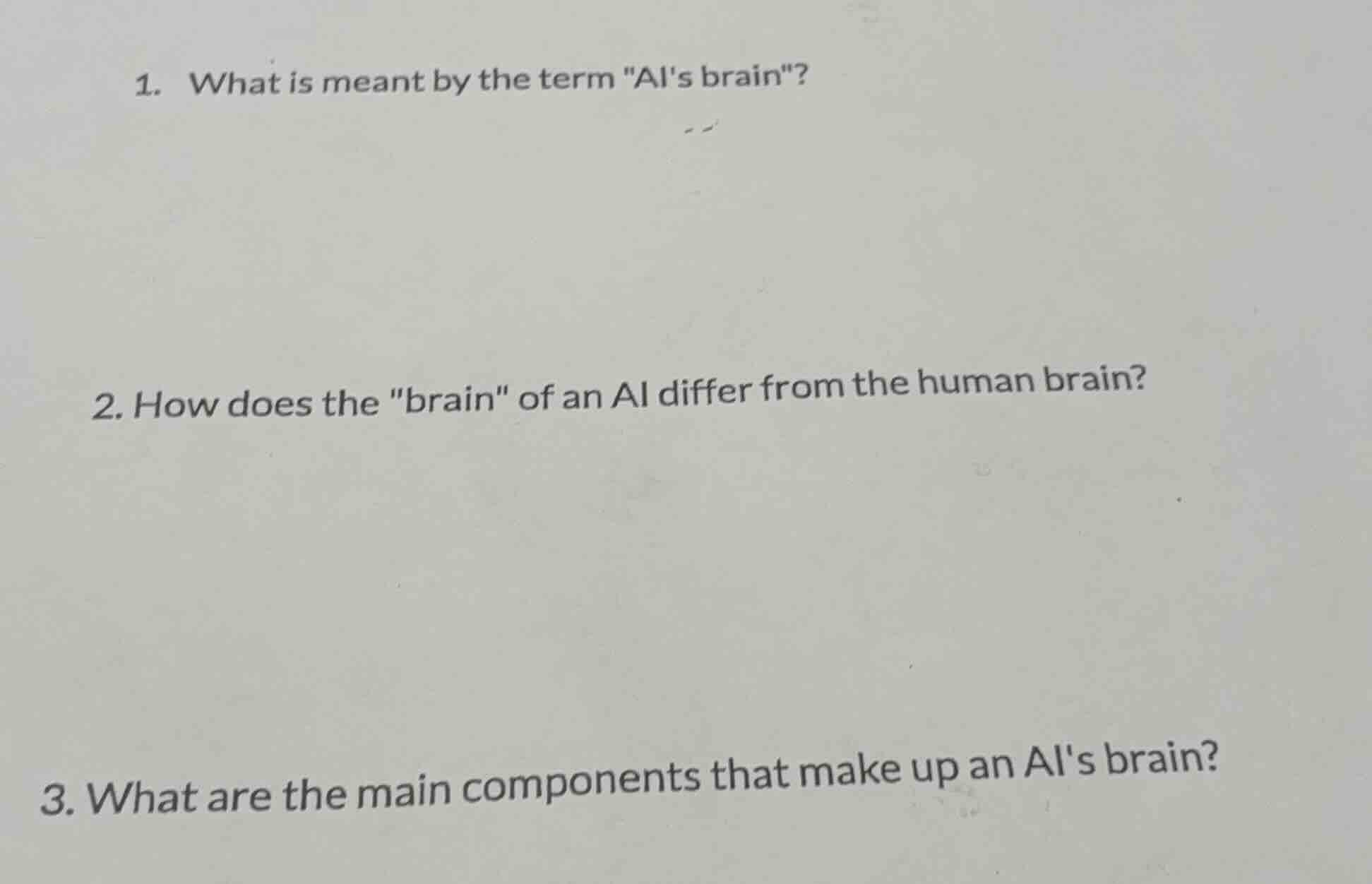 1. what is meant by the term \ais brain\? 2. how does the \brain\ of an…
