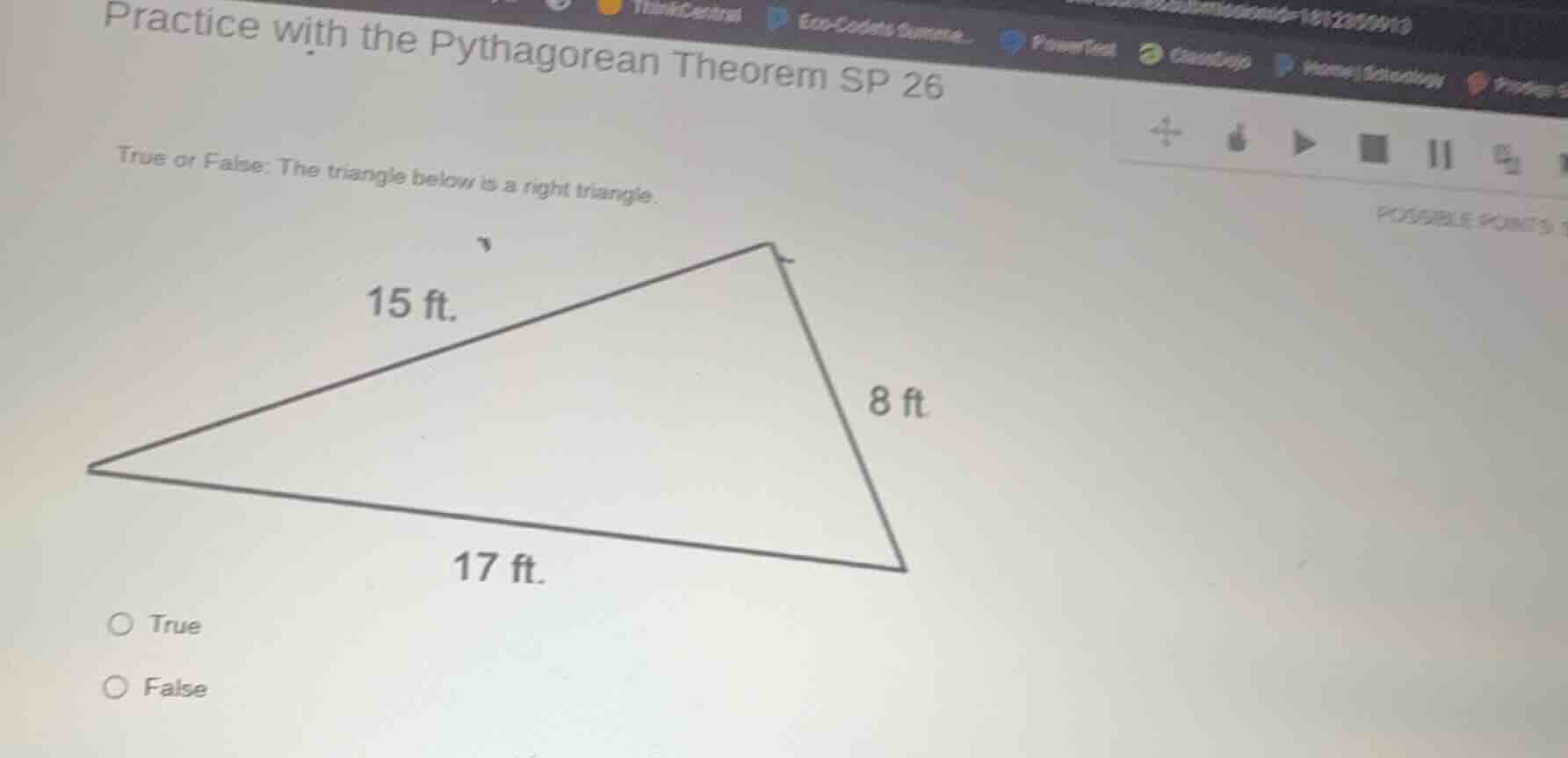 practice with the pythagorean theorem sp 26 true or false: the triangle…
