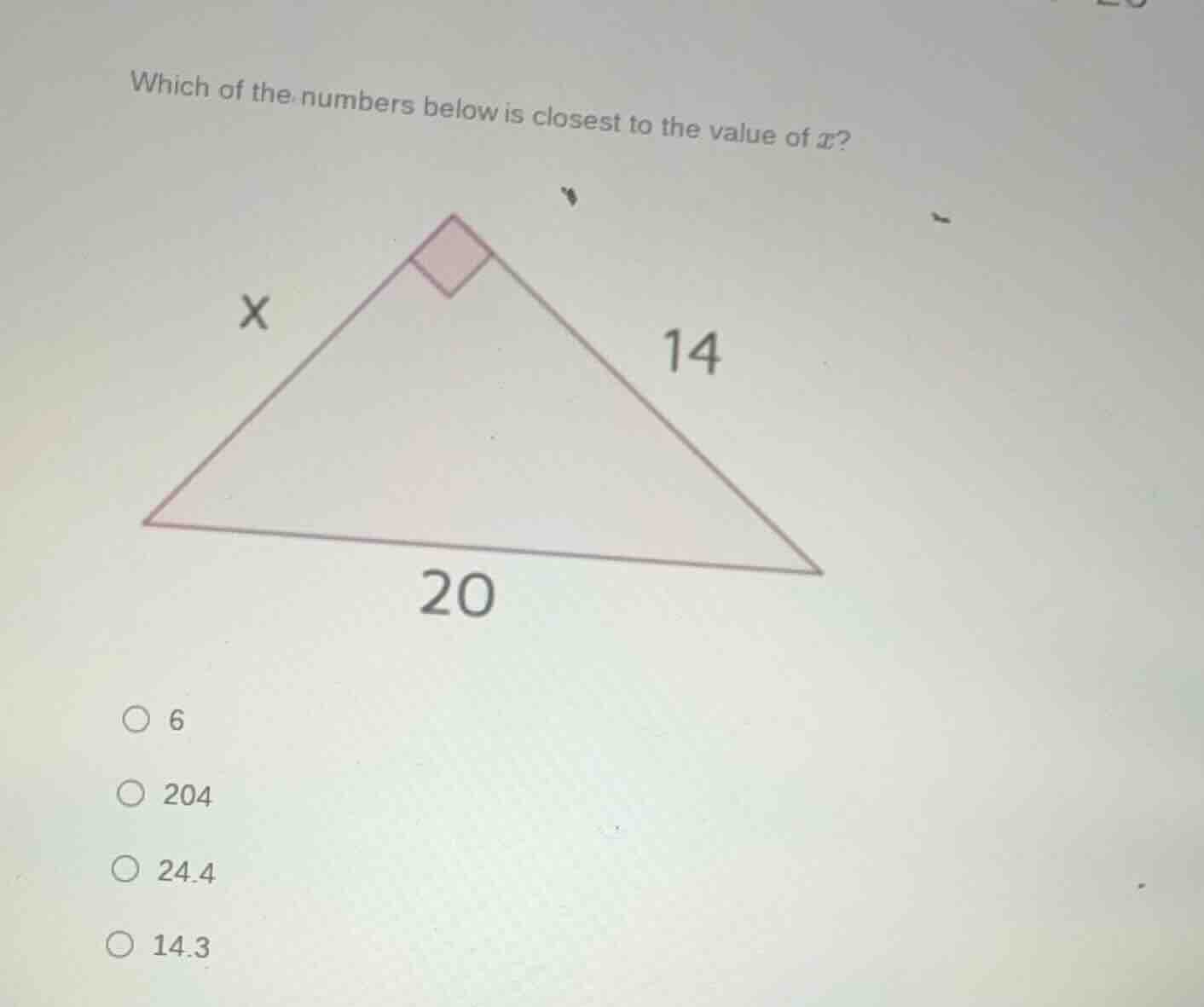 which of the numbers below is closest to the value of $x$?$x$1420$\bigc…
