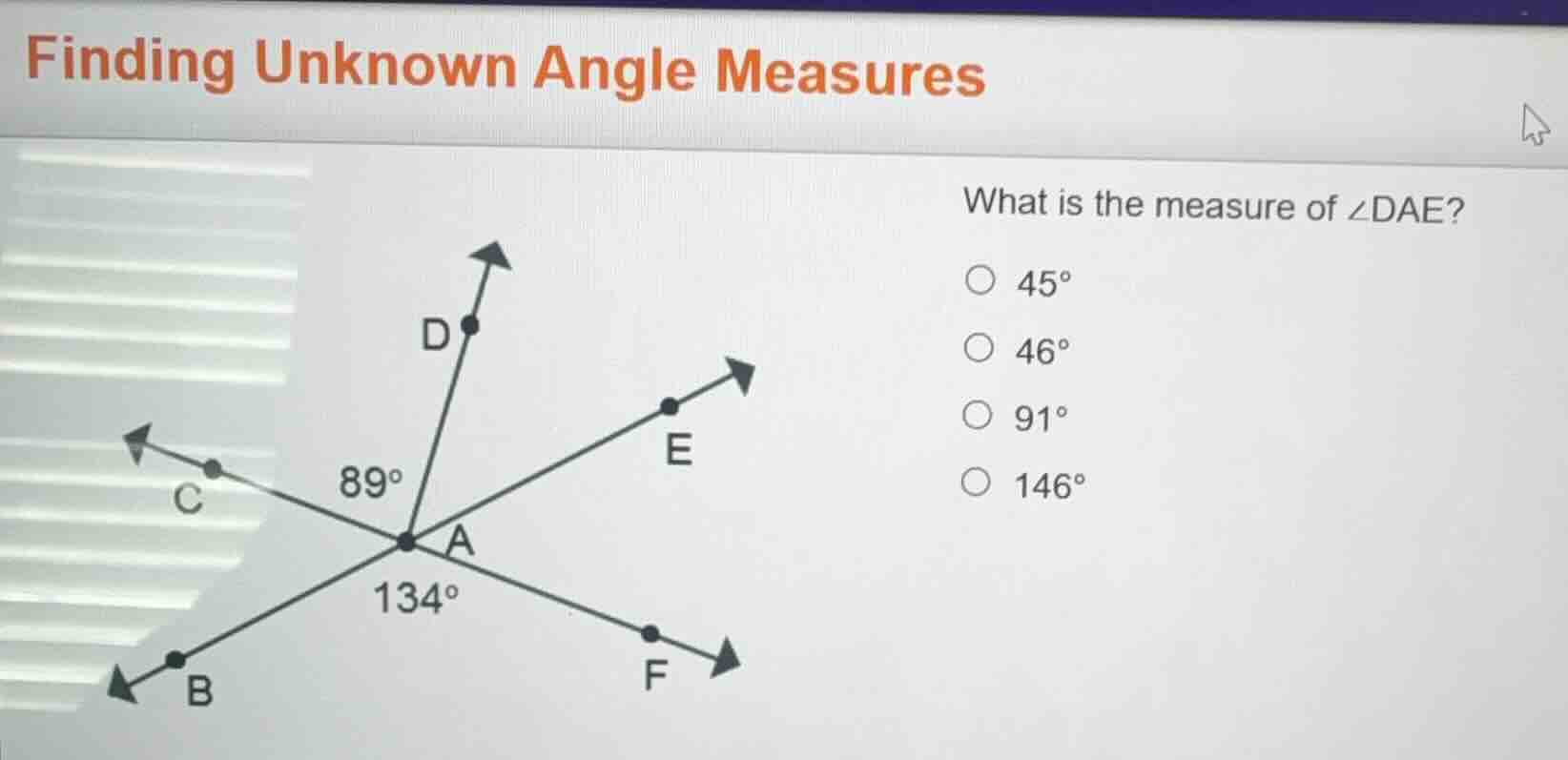 finding unknown angle measures what is the measure of $angle dae$? ○ $4…