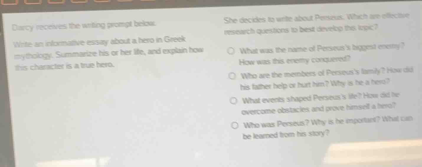 darcy receives the writing prompt below: write an informative essay abo…