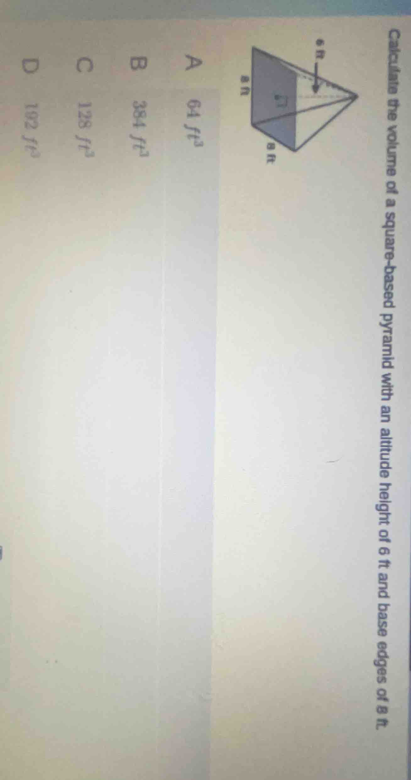 calculate the volume of a square-based pyramid with an altitude height …