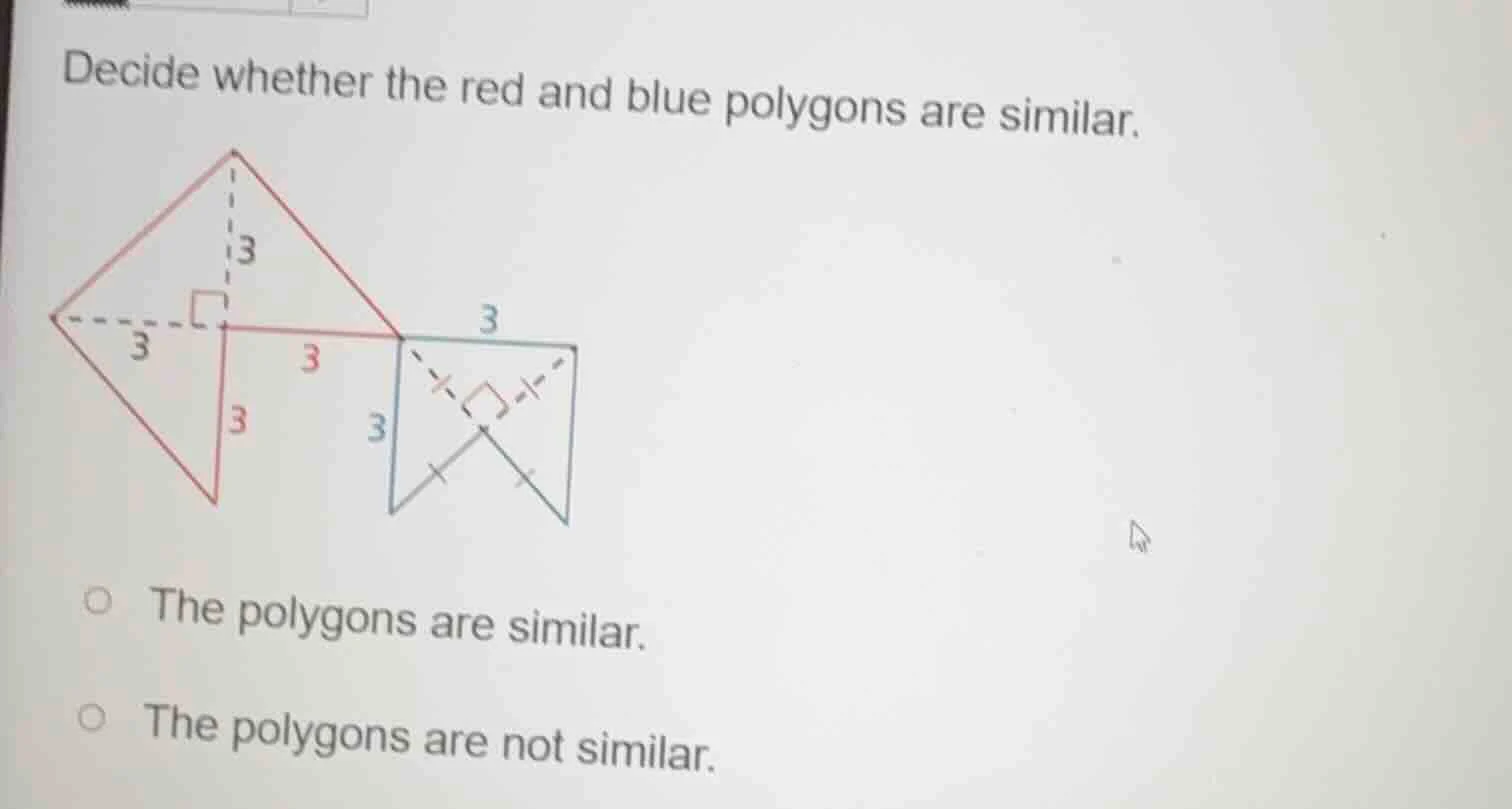decide whether the red and blue polygons are similar. the polygons are …