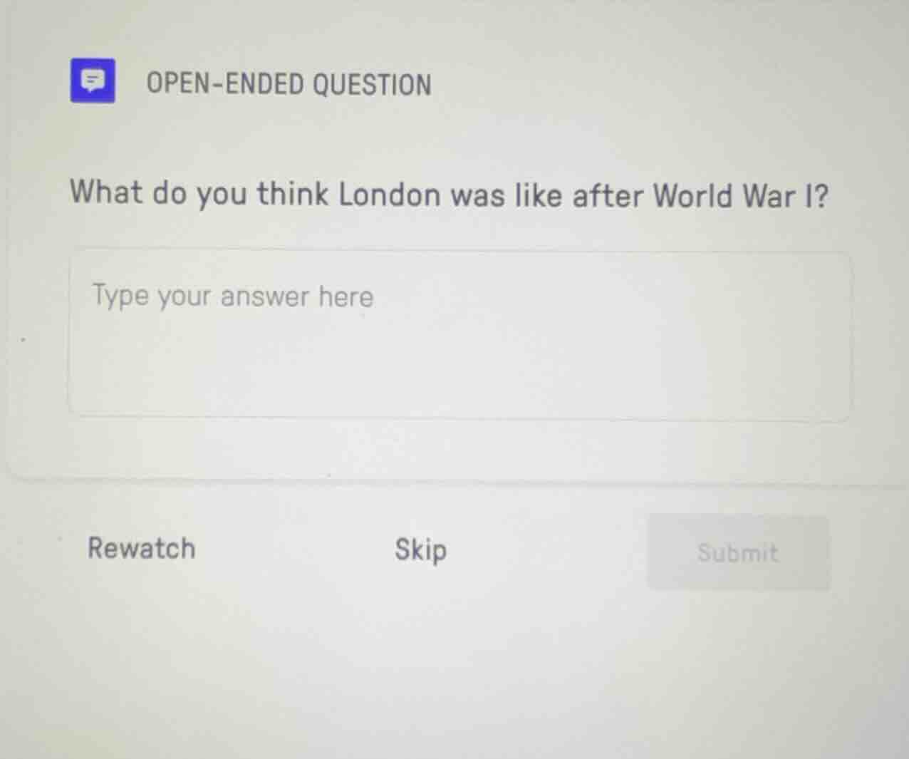 open-ended question what do you think london was like after world war i…