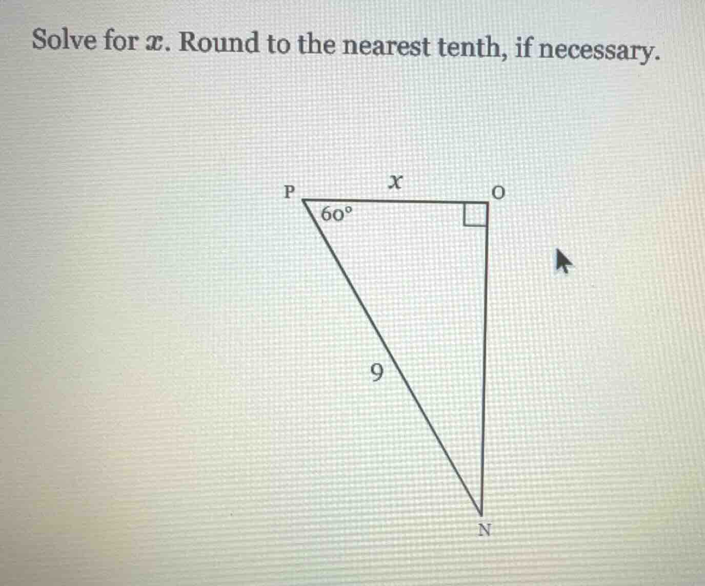 solve for $x$. round to the nearest tenth, if necessary.